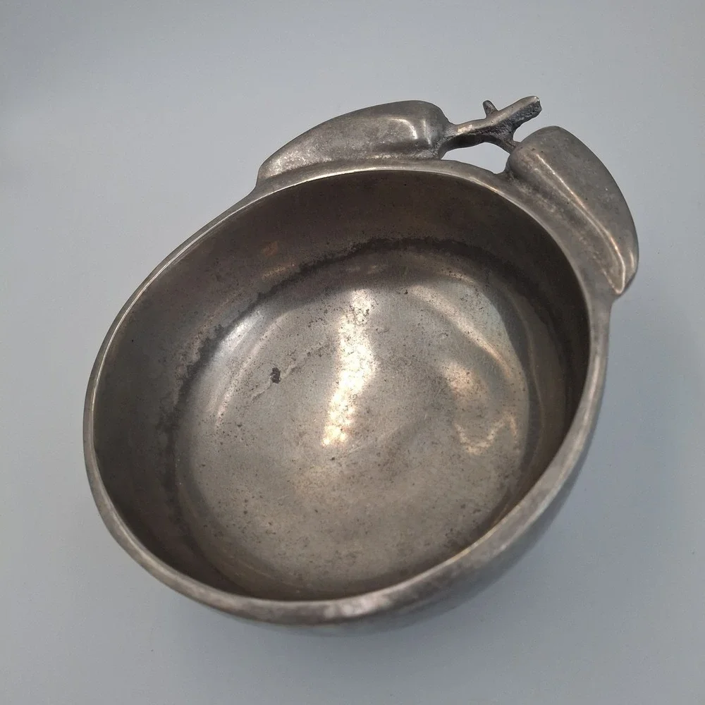 Vintage Mexican Pewter Chili Pepper Handle‎ Bowl Poma-Uar Mexico Silver Tone 6